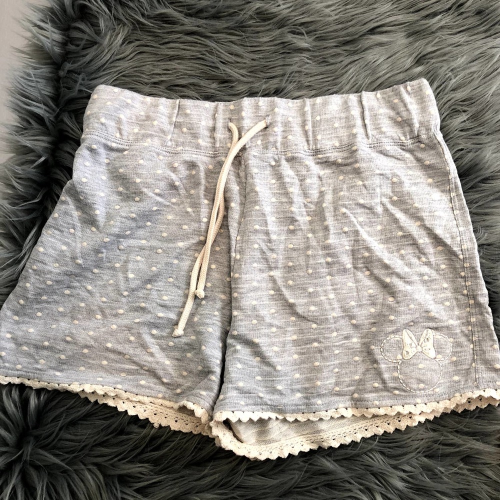 new disney parks gray stripe minnie mouse soft shorts size medium